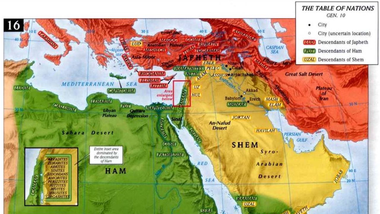 Map Of Shem Ham And Japheth